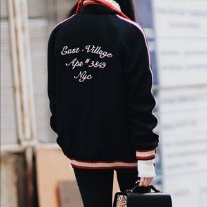 ZARA Black Embroidered Bomber Jacket